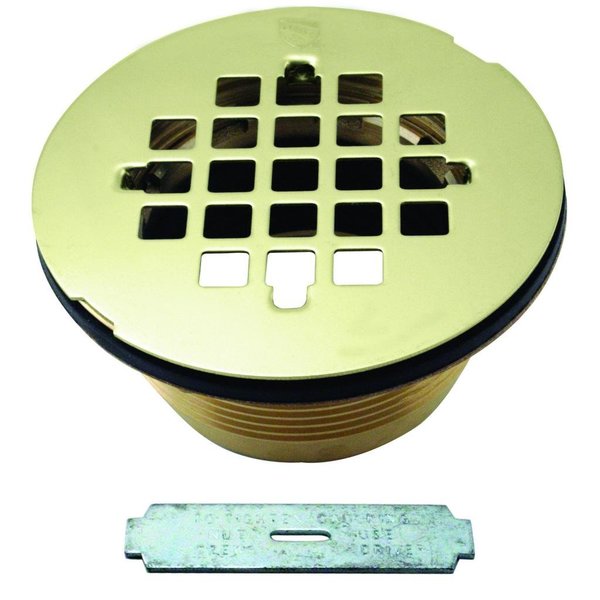 Westbrass Brass Body Compression Shower Drain W/ Grid in Polished Brass D206B-01